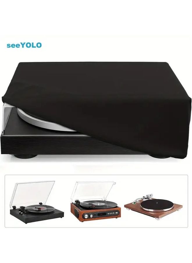 Universal Turntable Dust Cover Black 18x15x5 5in For Vinyl Record Player Storage - Image 2